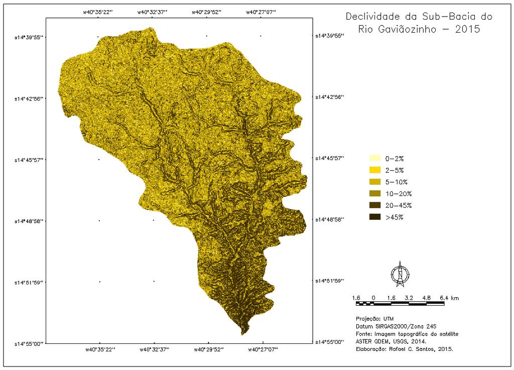 Figura 3: Declividade da Sub-Bacia do Rio Gaviãozinho.