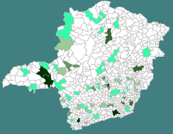 Figura 13. Distribuição de tomógrafos em Minas Gerais.