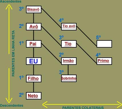 Para uma melhor análise do parentesco, basta partir sempre da pessoa referência e ir contando sucessivamente os graus de parentesco, conforme gráfico ilustrativo abaixo 4 : Afastamento provisório das