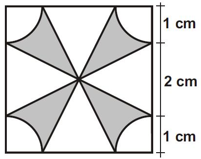 6. (UFSCAR-SP) Considere a região R sombreada, exibida a seguir, construída no interior de um quadrado de lado medindo 4 cm.