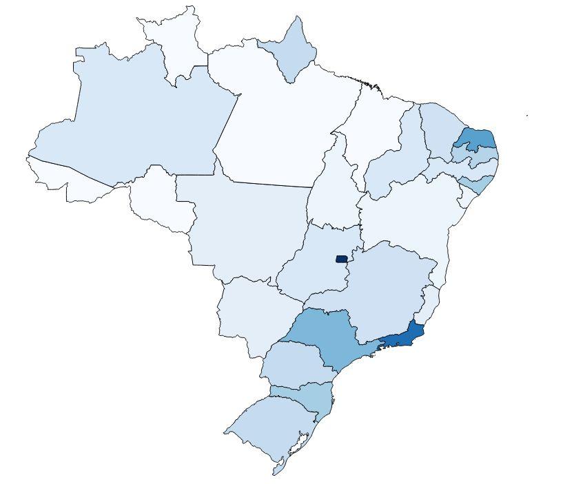 Menções por Estado no Twitter (grupo verde - não alinhado )