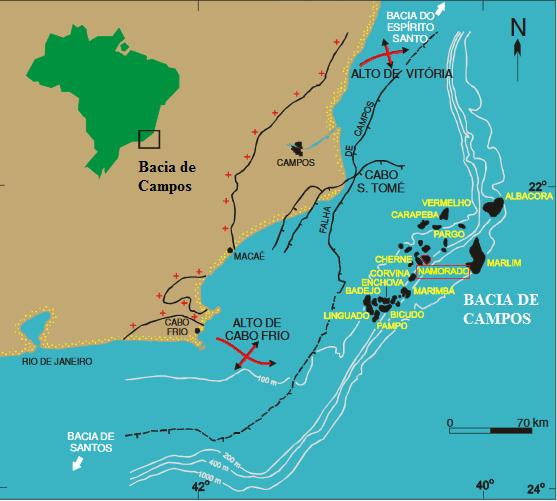 Figura 07: Mapa de localização da Bacia de Campos, destacando-se com