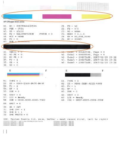 d. Clique em Imprimir informações de diagnóstico na guia Relatórios do dispositivo para imprimir uma página de diagnóstico.