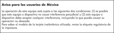 Aviso aos usuários do México Aviso