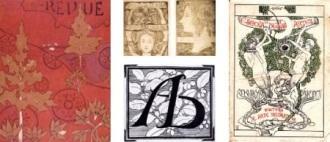Exemplos de trabalhos de Eliseu Visconti: Estudo para a capa da Revue du Bresil 1895 Estudos para Selos 1902 (imagem central superior) Arte Brasileira Logotipo (imagem