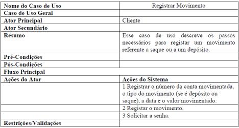 Exemplo 2: Registrar Movimento Bibliografia Guedes, Gilleanes T. A. UML 2: guia prático. São Paulo: Novatec Editora, 2007.