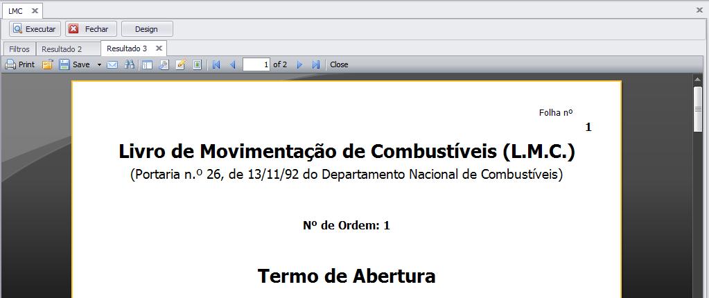 Após isso geramos o termo de abertura e encerramento com o mesmo período (01/01/2016 a 31/01/2016).