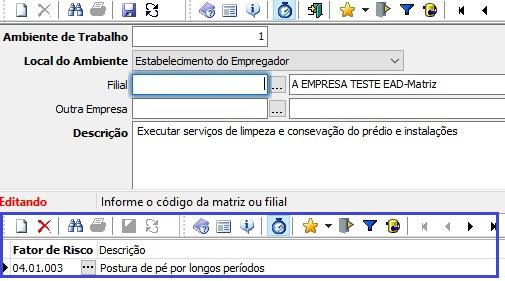 FILIAL Informe o código da matriz ou filial, quando a opção Estabelecimento do Empregador estiver selecionada.