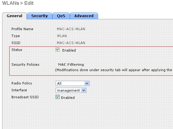 5. Segurança do clique > filtração MAC. 6. No indicador de filtração MAC, escolha o tipo de servidor Radius sob o modo de compatibilidade do RAIO.Este exemplo usa Cisco ACS. 7.