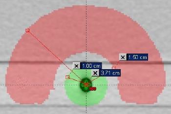 radiocrômico - no plano a 5cm anterior ao isocentro.