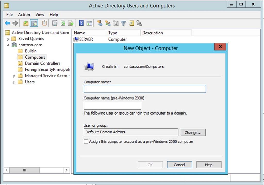 Active Directory - Computador A conta de computador é criada automaticamente sempre que um computador ingressa no domínio tornando