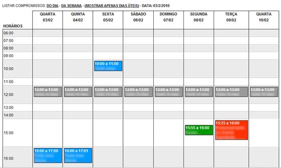 Anexo 2 Visualização da agenda Semana