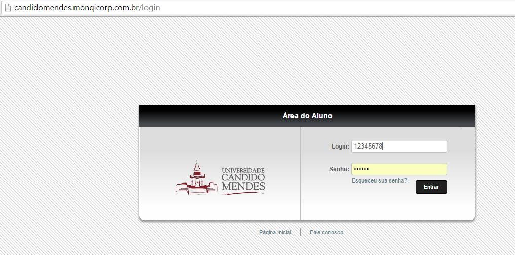 1 LOGIN E SENHA O login e senha chegam no e-mail do aluno que está cadastrado na UCAM. Fique atento se o e- mail não foi enviado para o SPAM. O aluno deve acessar o site candidomendes.monqicorp.