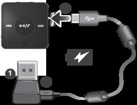 Para carregar a bateria 1 Ligue uma extremidade do cabo USB no carregador (ou na porta USB de um computador).