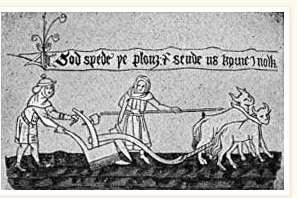 2ª Questão: Observe a imagem Ela representava a charrua, que surgiu na Idade Média. A charrua era: a) um tipo de arado de roda com lâminas de ferro, que substituiu o de madeira.