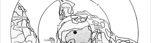 Seqüências Devoniana e Eocarbonífera da Bacia do Parnaíba, Brasil, como análogoas... 30 Figura 2.6: Possível configuração dos continentes no Neo-ordoviciano, ±430Ma (traduzido de Vaslet, 1990).