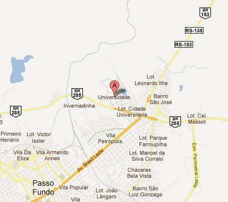 37 5 METODOLOGIA 5.1 Local de estudo A Universidade de Passo Fundo UPF, localiza-se na BR 285, Bairro São José - Passo Fundo, RS, com as seguintes coordenadas geográficas 28 13 50.73 S e 52 23 00.