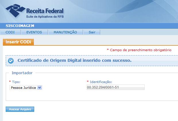 Sistema Aduaneiro de Recepção e Validação de COD Recepção e Validação de COD Validação da Assinatura