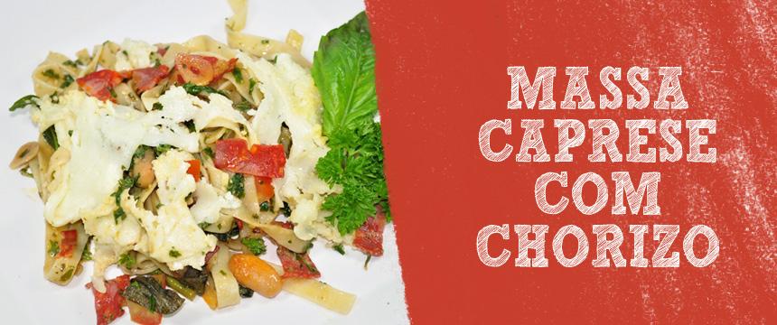 Massa Caprese Com Chorizo e Feijão Branco A receita de hoje é uma maravilha para quem é fã de pratos caprese e de molho pesto.