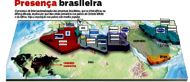 PT1.4 Tensão nos países árabes obriga empresas brasileiras, como Petrobras e Odebrecht, a paralisar atividades e resgatar funcionários. Veja a exposição nos países sob revolta popular.
