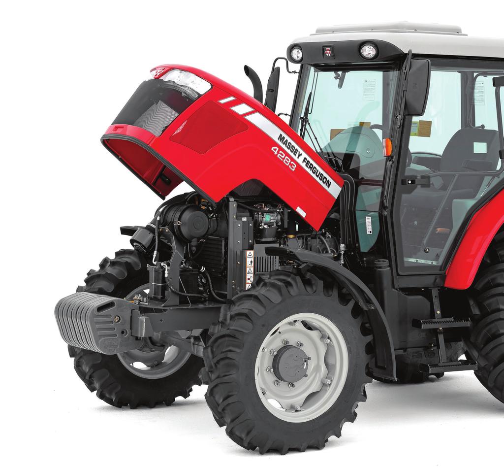 10 www.massey.com.br Tecnologia que gera economia Capô basculante As curvas de potência e torque dos motores da série MF 4200 garantem grande desempenho na faixa de rotação de trabalho.