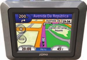 Como começar Como começar Consultar o zūmo Antena GPS Botão de alimentação: Prima e mantenha premido para ligar ou desligar o zūmo.