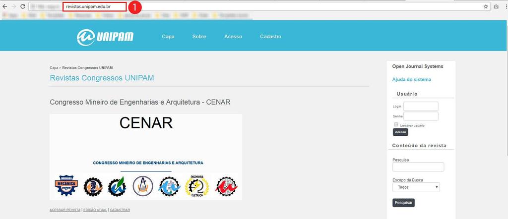 4 Passo 1 - Acesso ao site O site Revistas UNIPAM foi criado para que os pesquisadores autores submetam seus artigos, resumos e