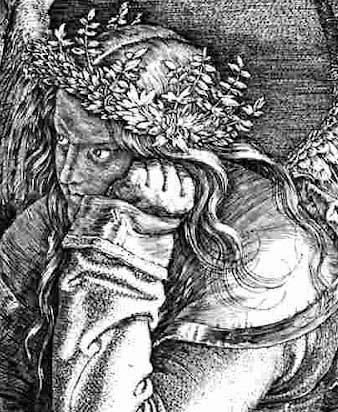 [Fig.65] Durer, Melancolia 1, 1514 (pormenor). [Fig.66] Durer, Estudo para um santo (São Jerónimo?), 1521 (pormenor).