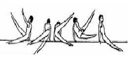 Tesoura Aspetos técnicos importantes: Posição de balanço, partindo de uma posição de sentado com a perna de passagem em apoio e o braço correspondente em elevação superior.