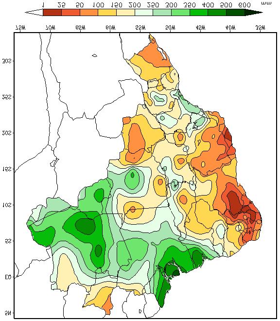 A comparação da precipitação obtida pelos dois casos com a observação no mês de fevereiro de 1999 pode ser realizada através da comparação dos resultados dos 3 experimentos com o resultado da análise