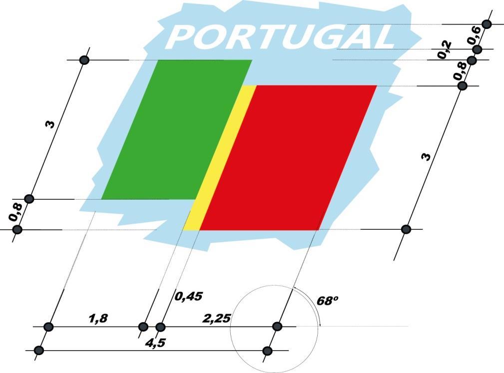 do lado das costas FRENTE COSTAS Cores da bandeira nacional Cores da bandeira nacional - cotagem