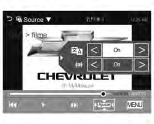 . O usuário pode configurar um dos idiomas para o áudio suportado pelo arquivo de vídeo DivX.