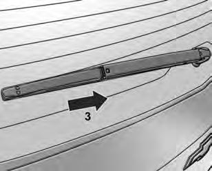 Substituição da palheta do limpador do vidro traseiro (se equipado) Para instalar a palheta nova, pressione-a (seta 3) até que a aba de