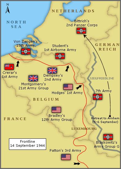 6 defesa alemã, o Marechal de Campo Montgomery 10, que dispunha de especial reputação entre os Aliados pelos seus sucessos no Norte da África, Sicília e Normandia, preferia uma abordagem mais