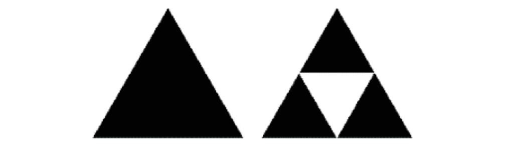 Figura 21 Processo iterativo do triângulo de Sierpinski (primeiras 4 iterações)[27].