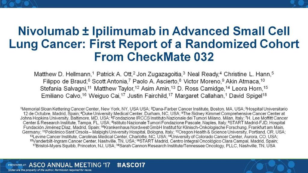 Nivolumab ± Ipilimumab in Advanced Small Cell Lung Cancer: First Report of a