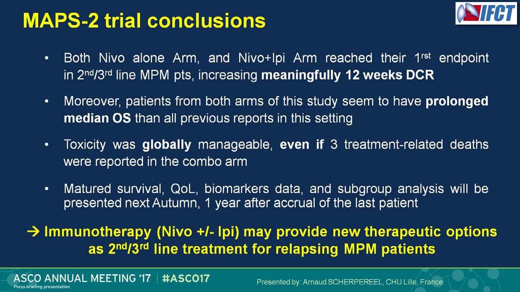 MAPS-2 trial conclusions Presented By