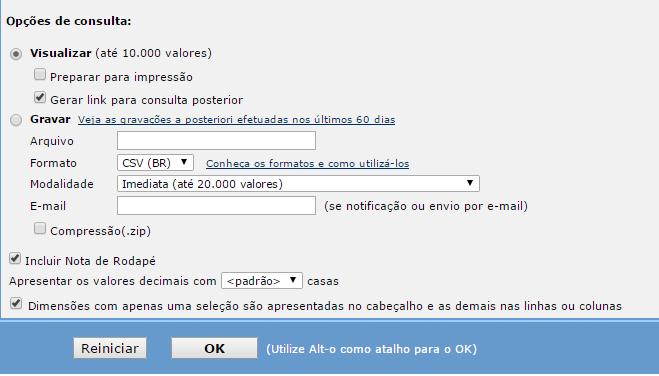 No cabeçalho - Os elementos da dimensão são apresentados no cabeçalho do quadro.