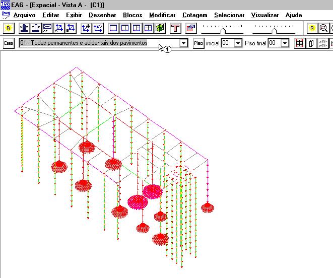 Exemplo 06 - Processamento de edifício com tubulões 181 (1) clique para escolher o caso de carregamento. 7.10.4.