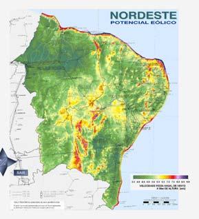 Figura 4 Fator de forma da distribuição dos ventos a 50 m para DJF (A), MAM (B), JJA (C) e SON (D). Unidade é m/s.