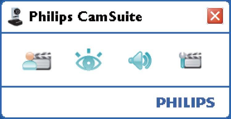 3 Ajustar webcam SPC640NC na página de propriedades correspondente. No entanto, através da aplicação Philips CamSuite, pode aceder utilizadas com maior frequência.