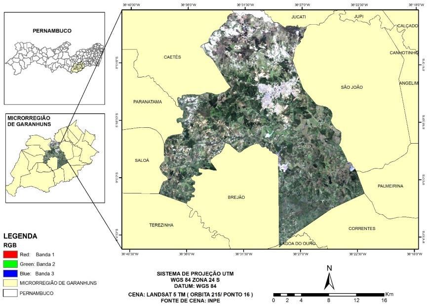 2. Metodologia de Trabalho Figura 1 Localização da área de estudo no estado de Pernambuco 2.1. Dados Orbitais Para a realização da presente pesquisa, foram utilizados dados orbitais do objeto de estudo.