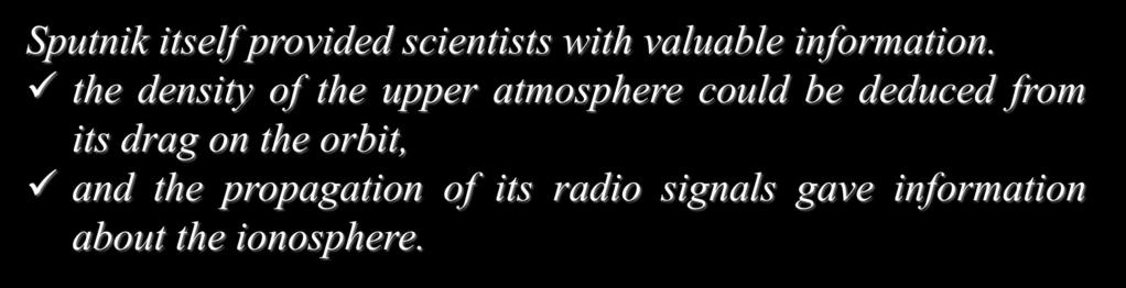 antecipou a corrida espacial em plena Guerra Fria. Sputnik itself provided scientists with valuable information.