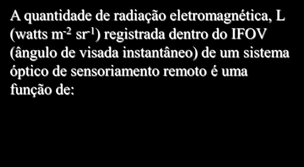 Coleta de dados de sensoriamento remoto A quantidade de radiação