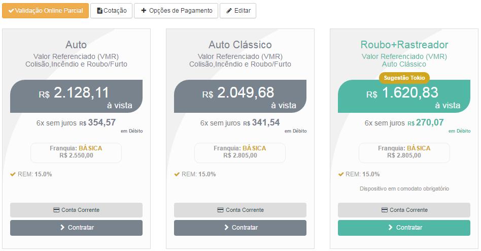 MUITO IMPORTANTE: Em alguns casos, o prêmio do primeiro cálculo retornado pelo sistema poderá estar um pouco