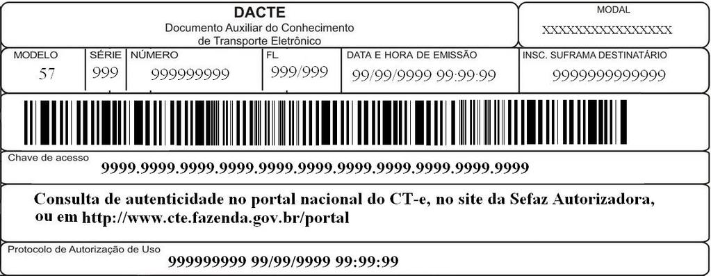 1.23.2 Emissão do CT-e em Contingência com Impressão do DACTE em Formulário de Segurança de Documento Auxiliar FS-DA O uso do formulário de segurança FS-DA, para impressão do DACTE, é a forma de