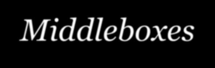 Middleboxes Equipamentos dedicados, de alto desempenho Exemplos: Tradução de Endereços de Rede (NAT), proxy etc.