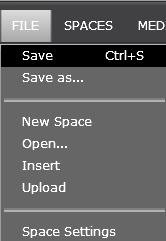 Para salvarmos o nosso espaço, apenas temos de carregar no botão File e clicar em Save.