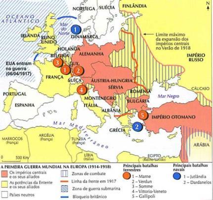 Guerra em três fases 1ª fase - 1914 GUERRA DE MOVIMENTOS A Alemanha, entre Agosto e Setembro, procura chegar o mais rapidamente a Paris; para isso invade a Bélgica, país neutral e entra em França