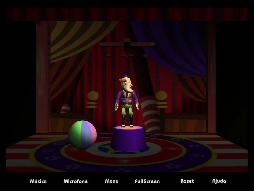 5. Por último, ao iniciarmos a Performance acedemos à Marioneta Virtual no palco (Figura 6), local onde a podemos manipular e fazer interagir com os objectos, luzes, câmaras, etc.